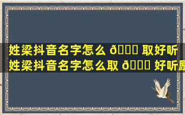 姓梁抖音名字怎么 🐛 取好听（姓梁抖音名字怎么取 🐒 好听励志女生）